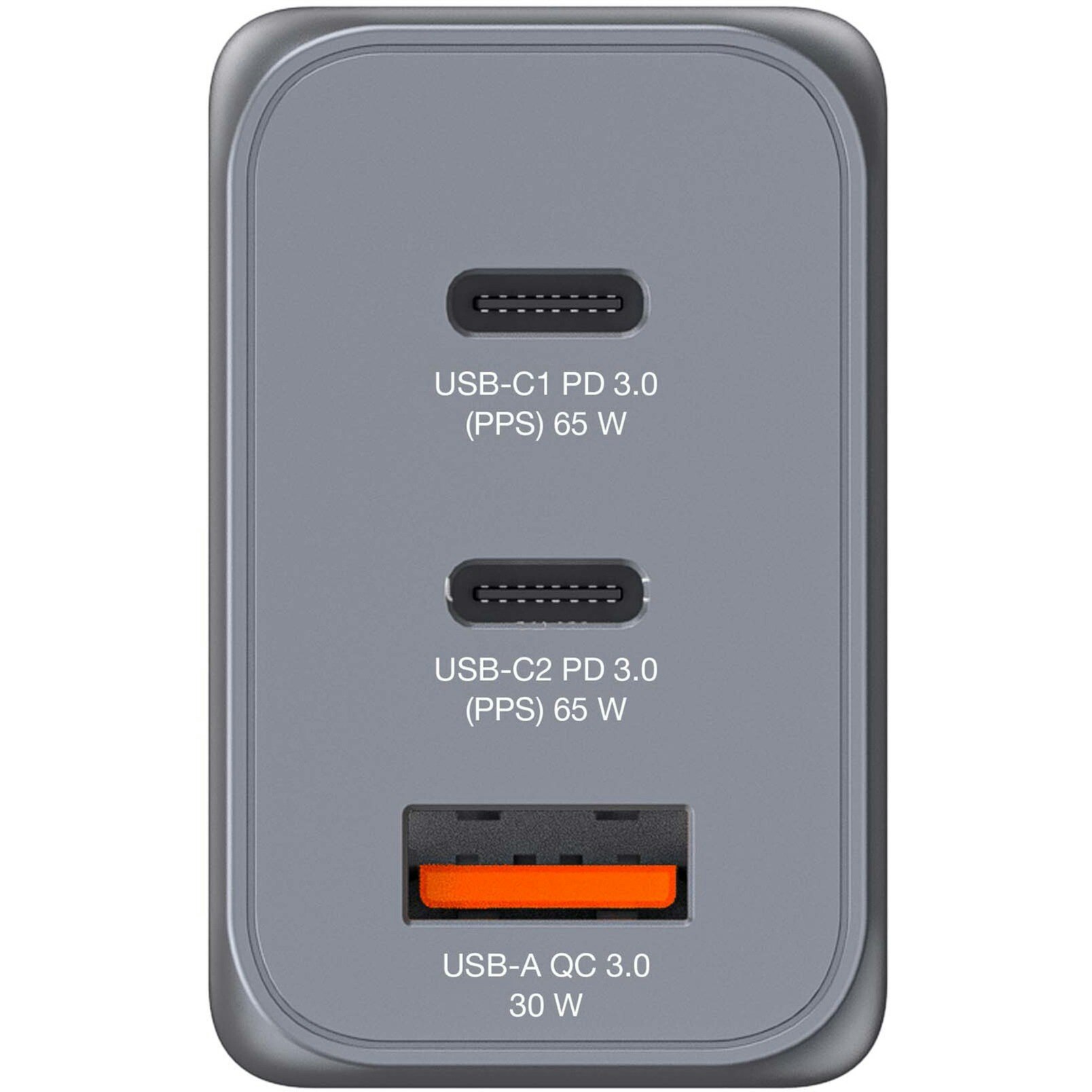 Verbatim GaN charger 65W, 1x USB-A, 2x USB-C (grey, PD 3.0, QC 3.0)