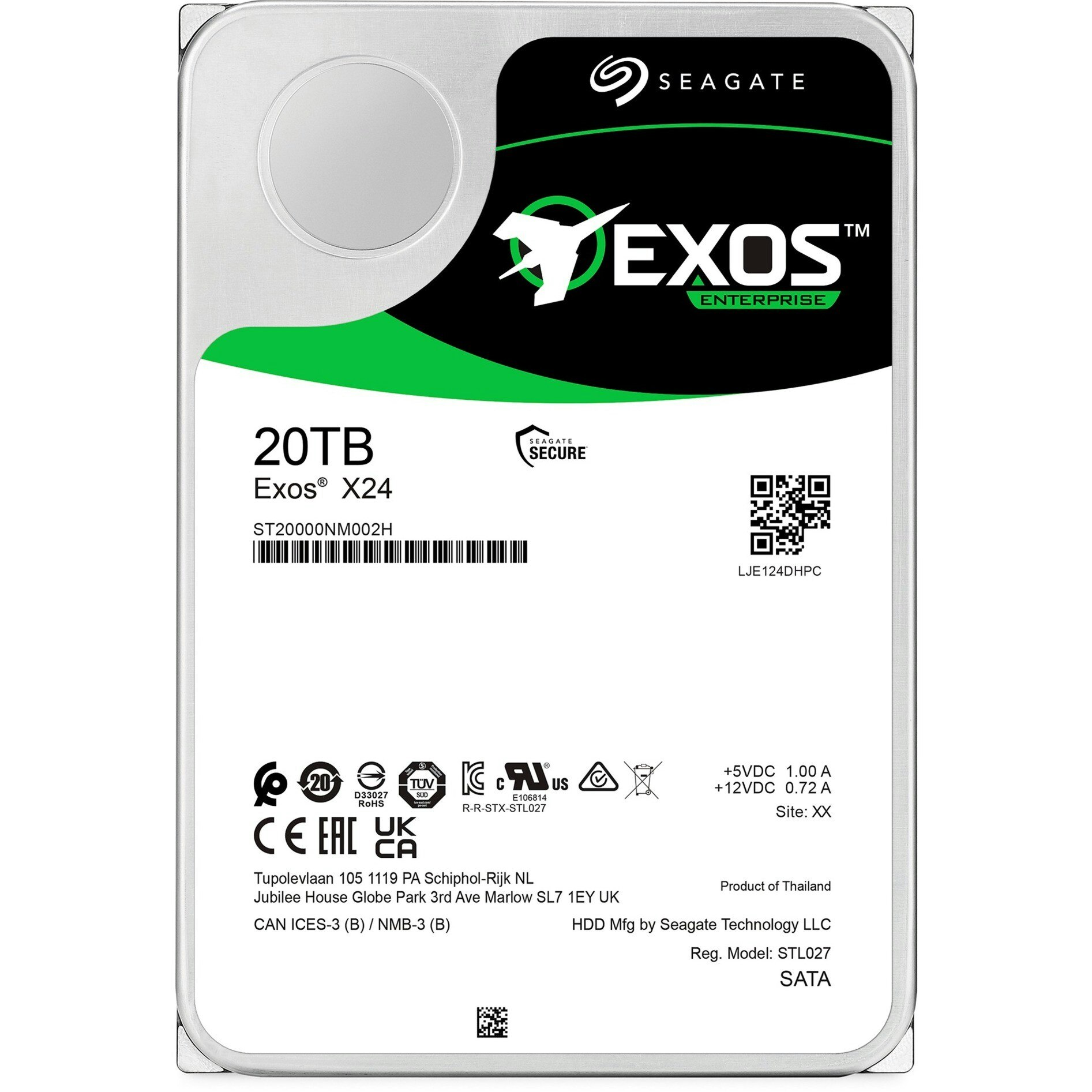 Seagate Exos X24 20 TB hårddisk (SATA 6 Gb/s, 3.5")