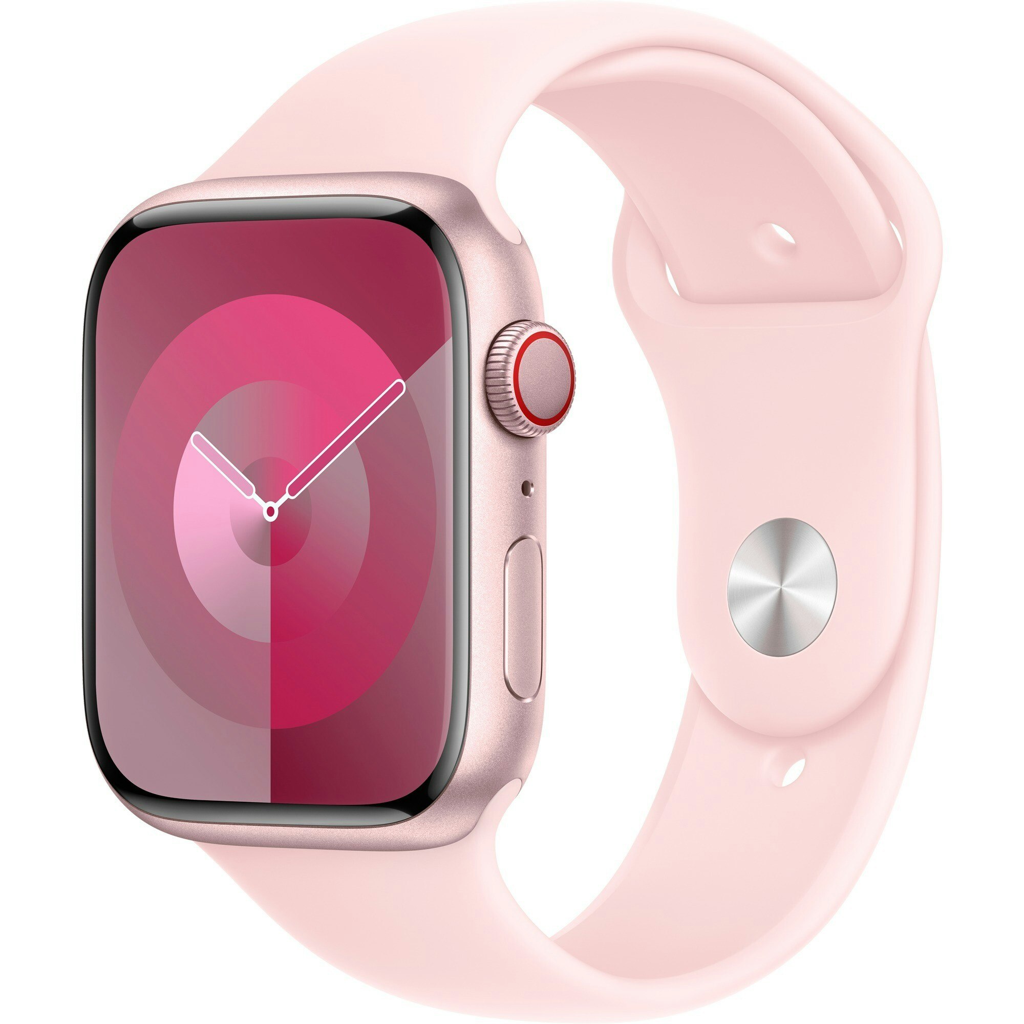 Apple Watch Series 9, Smartwatch (pink/rose, aluminum, 45 mm, sports bracelet, cellular)