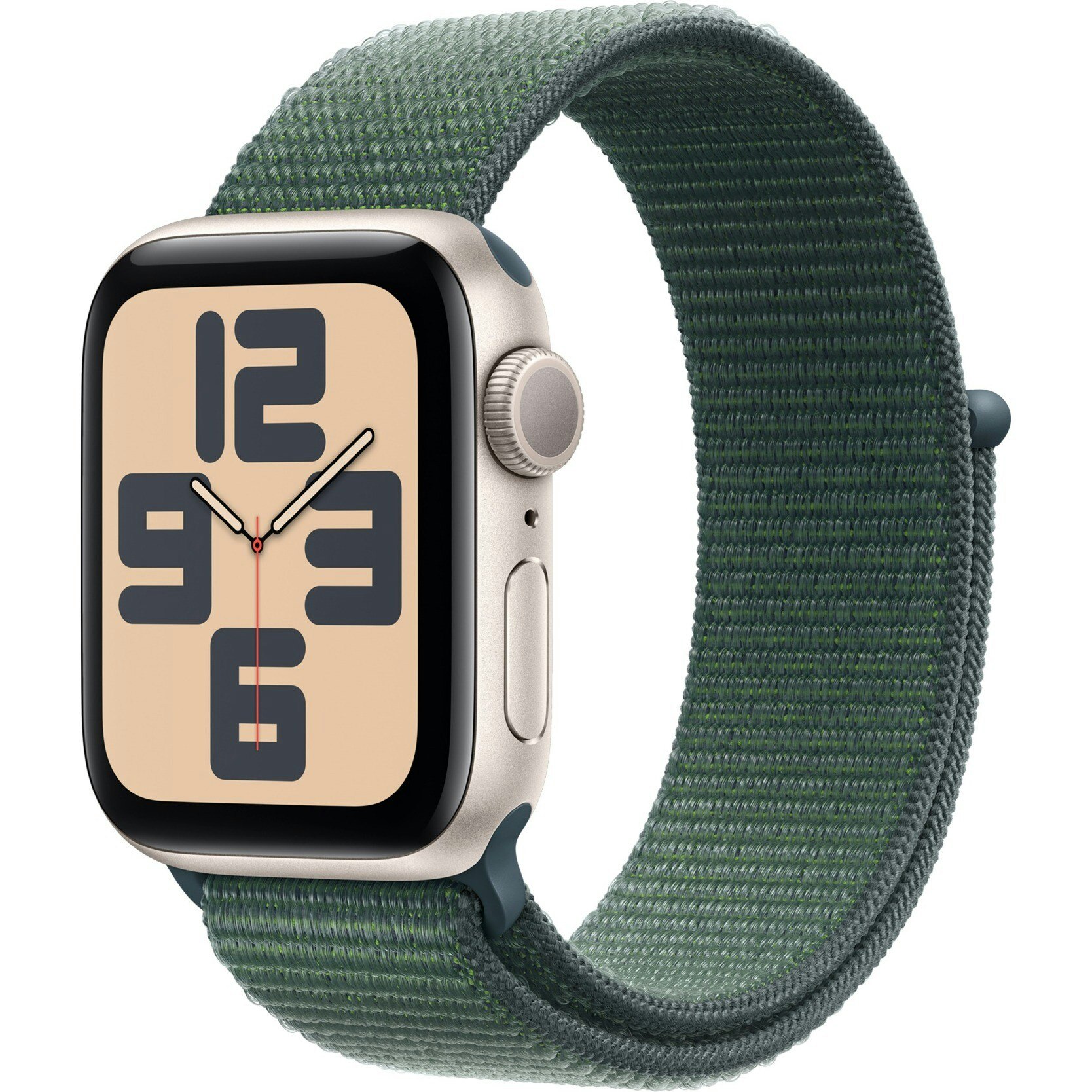 Apple Watch SE, Smartwatch (champagne, aluminum, 40 mm, Sport Loop Sea Green)