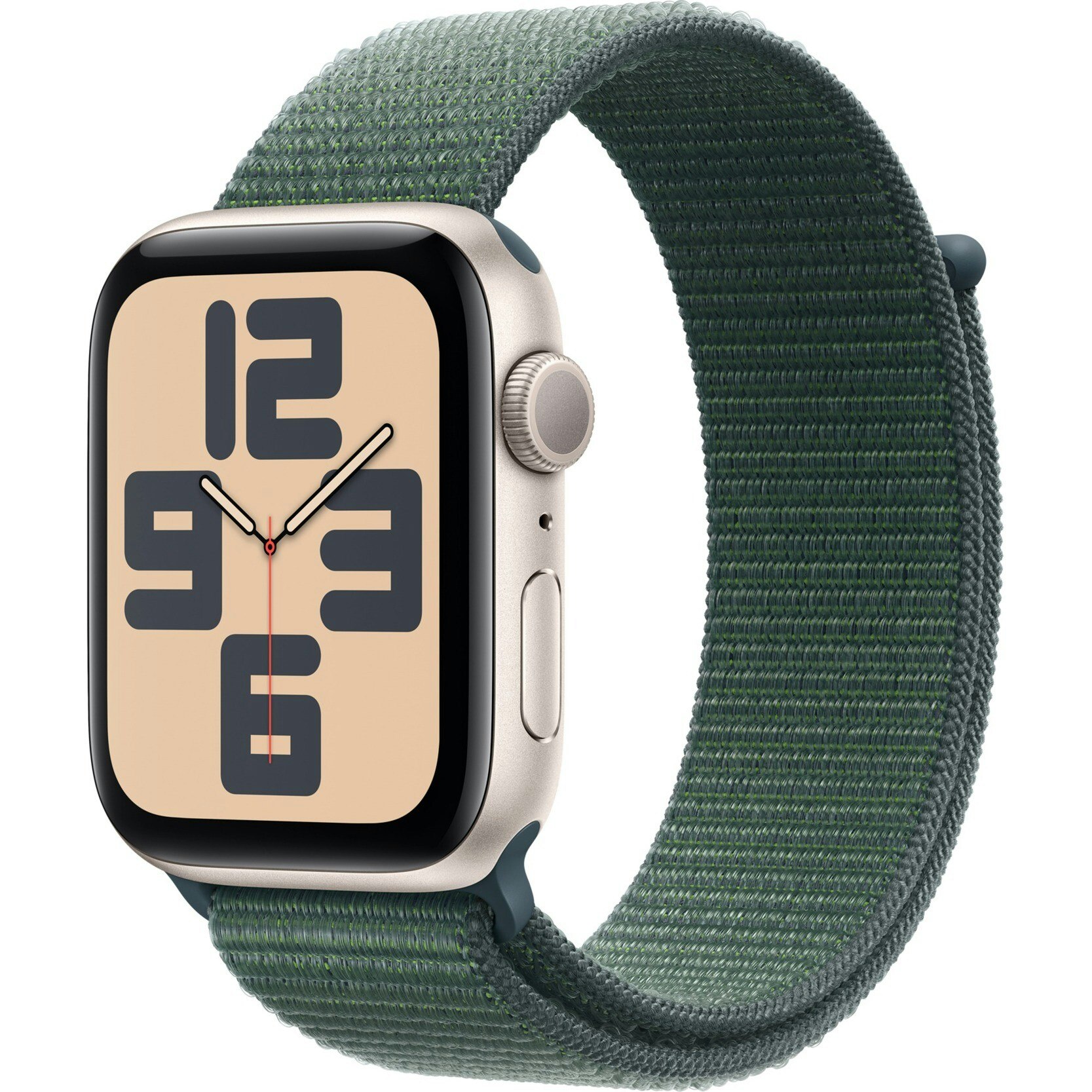 Apple Watch SE, Smartwatch (champagne, aluminum, 44 mm, Sport Loop sea green)