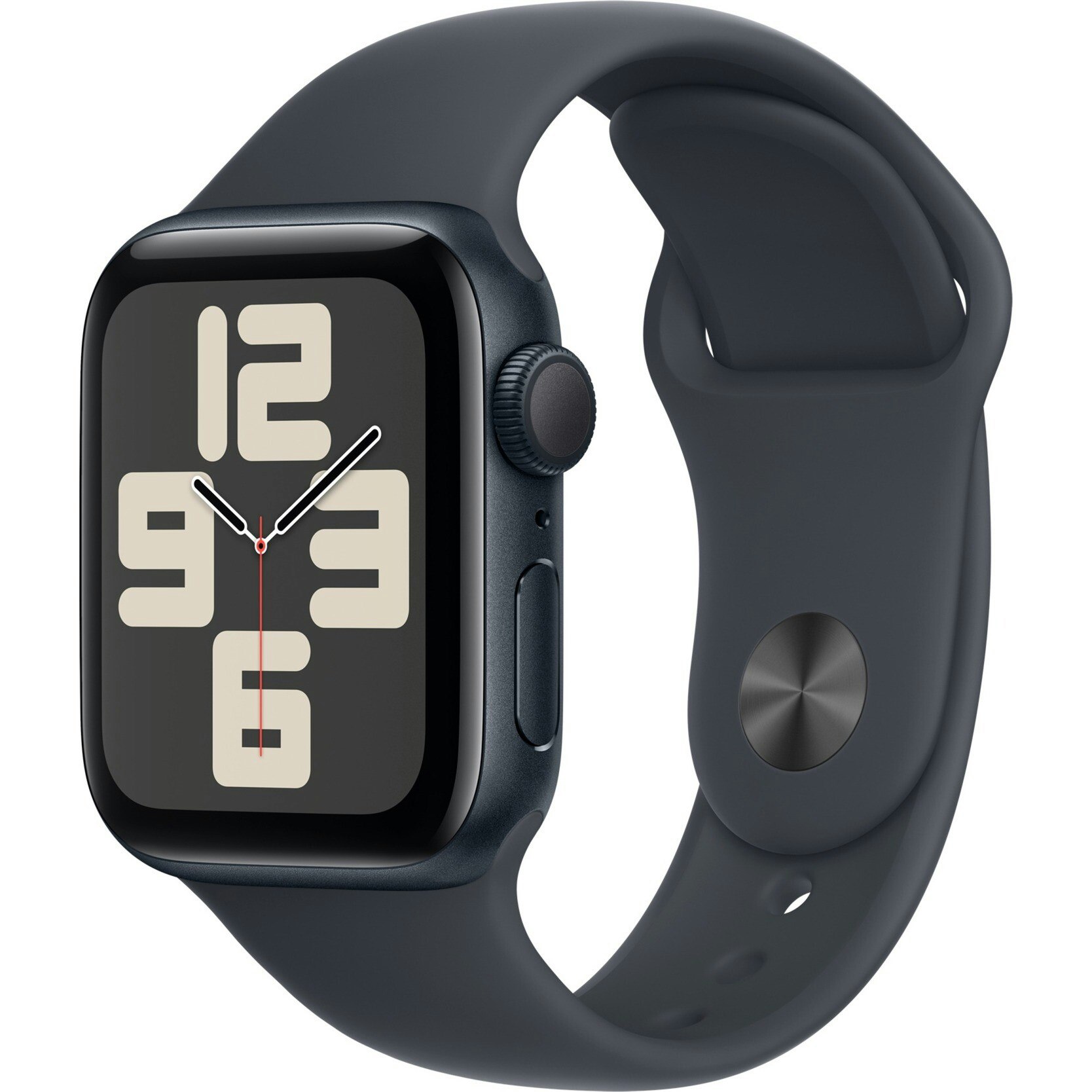 Apple Watch SE (black, aluminium, 40 mm, sports bracelet midnight S/M)