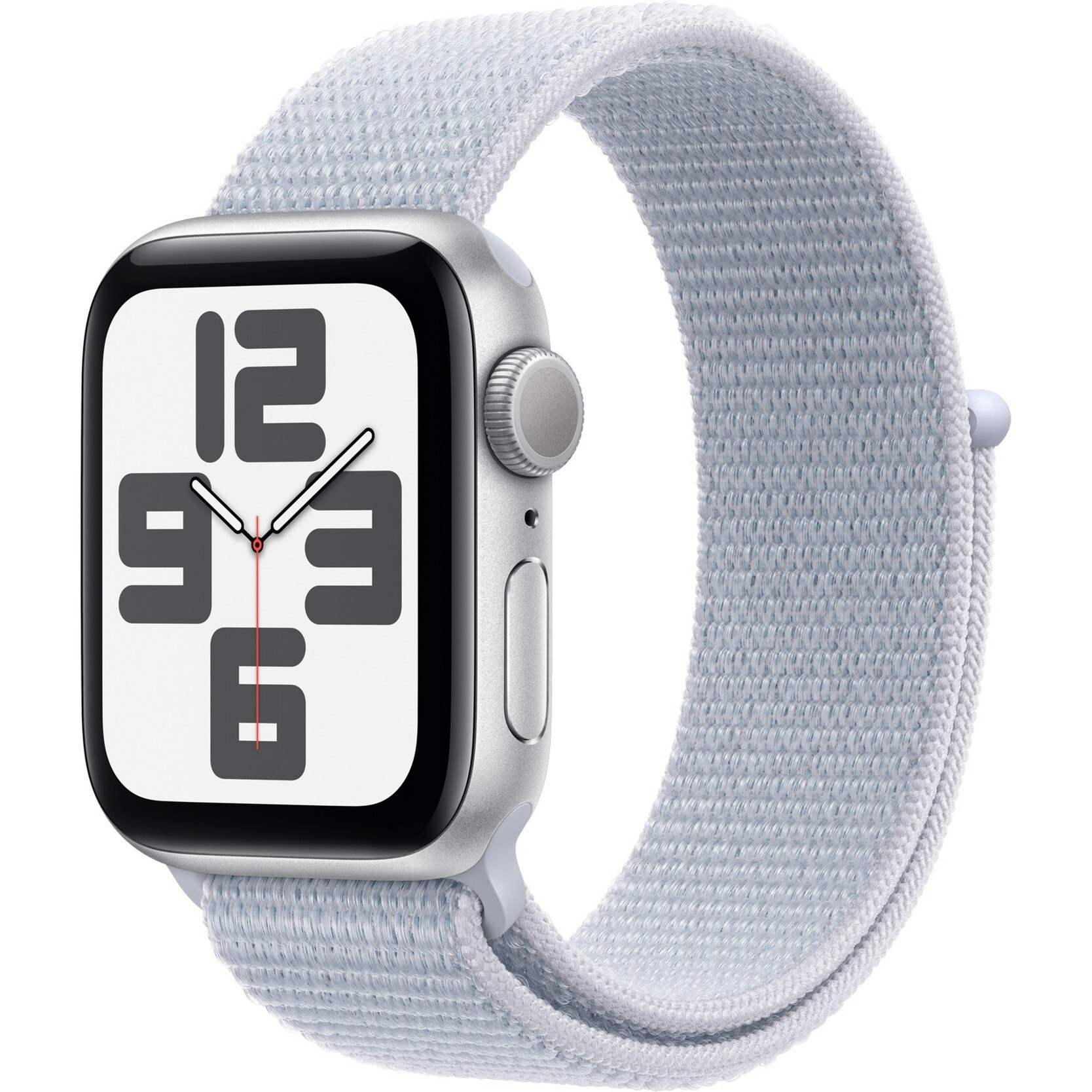 Apple Watch SE, Smartwatch (silver, aluminum, 40 mm, Sport Loop blue cloud)