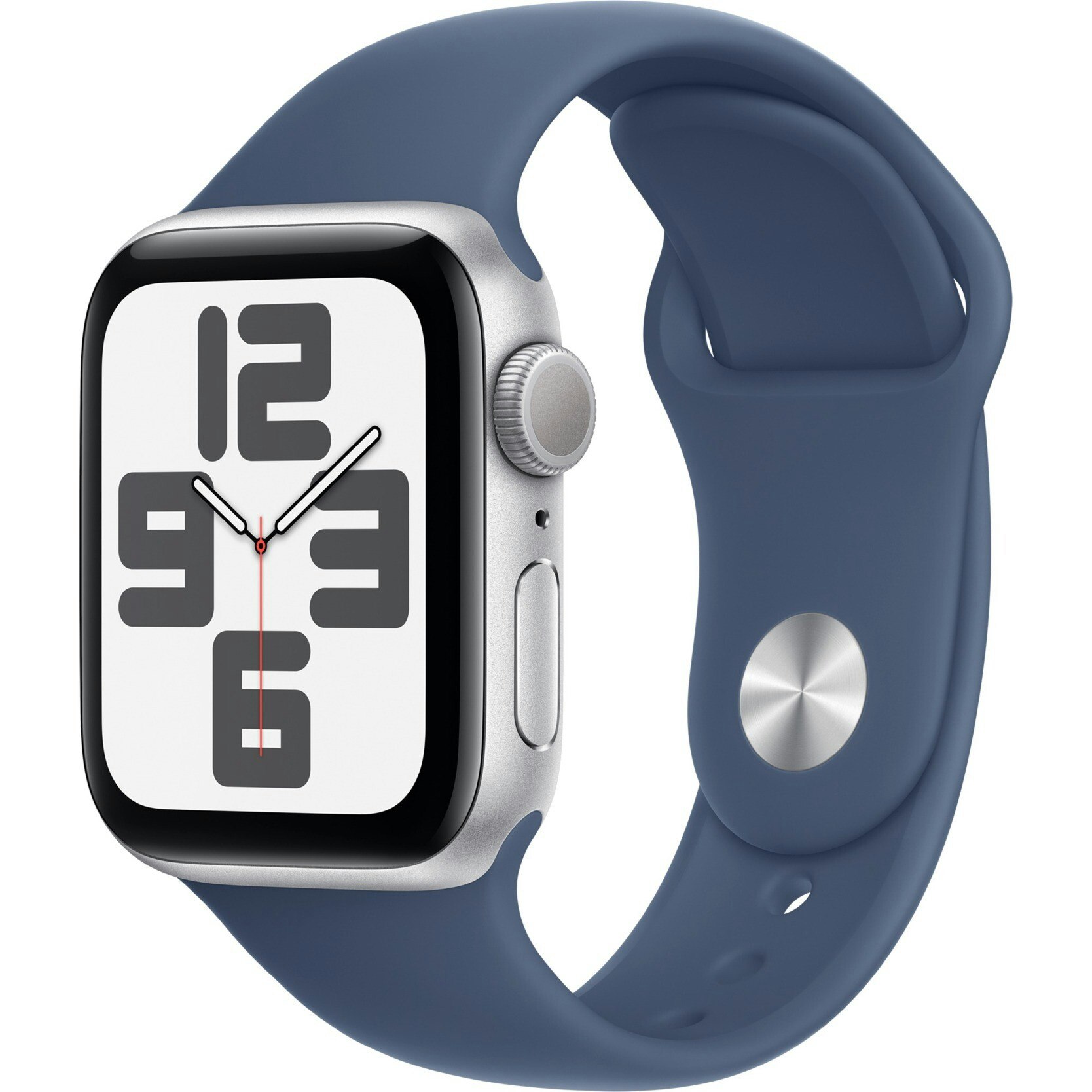 Apple Watch SE, Smartwatch (silver, aluminum, 40 mm, sports strap Denim S/M)