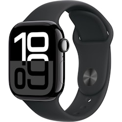 Apple Watch Series 10, Smartwatch (black (glossy), aluminum, 42 mm, black sport band M/L, cellular)