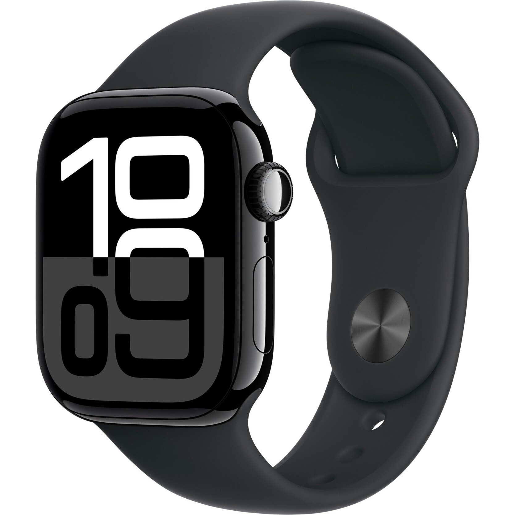 Apple Watch Series 10, Smartwatch (black (glossy), aluminum, 42 mm, black sport band S/M, cellular)