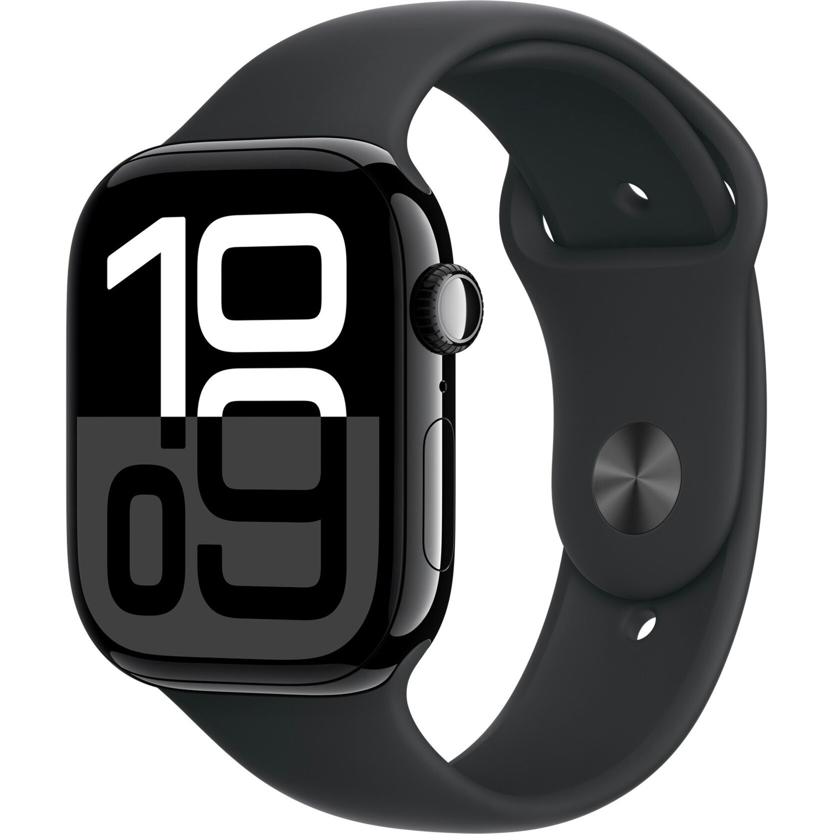 Apple Watch Series 10, Smartwatch (black (glossy), aluminum, 46 mm, black sport band M/L, cellular)