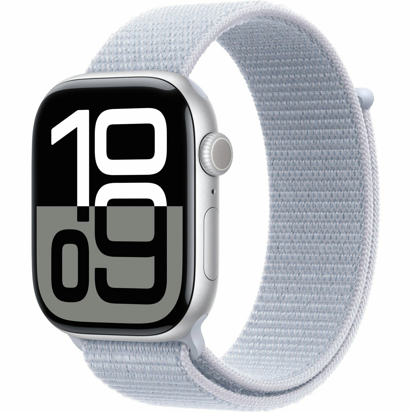 Apple Watch Series 10, Smartwatch (silver, aluminum, 46 mm, Sport Loop blue cloud)
