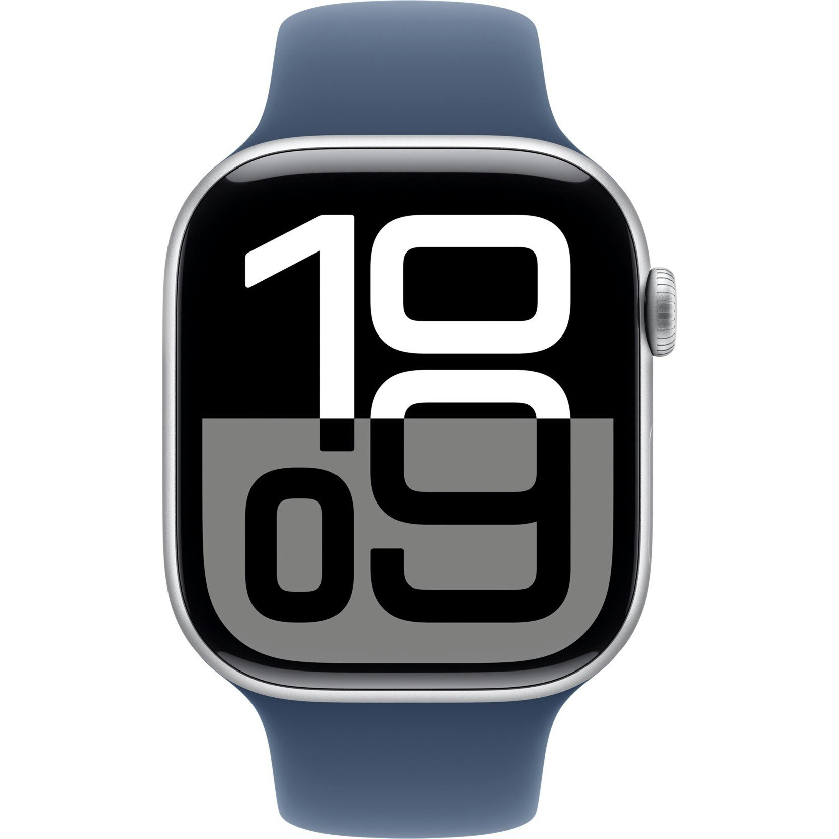 Apple Watch Series 10, Smartwatch (silver, aluminum, 46 mm, sports strap Denim M/L)