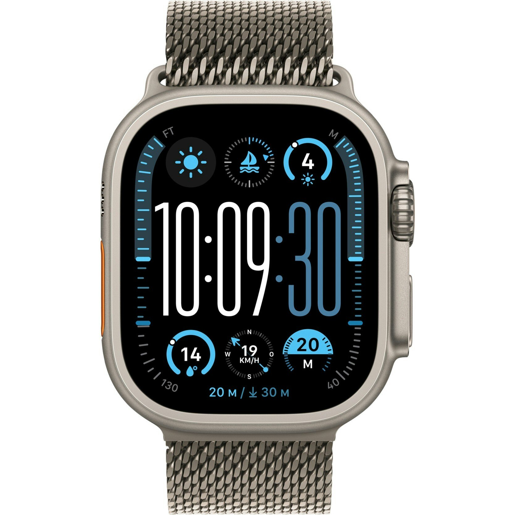 Apple Watch Ultra 2, Smartwatch (grey, 49 mm, Milanese strap titanium natural, titanium case, cellular)
