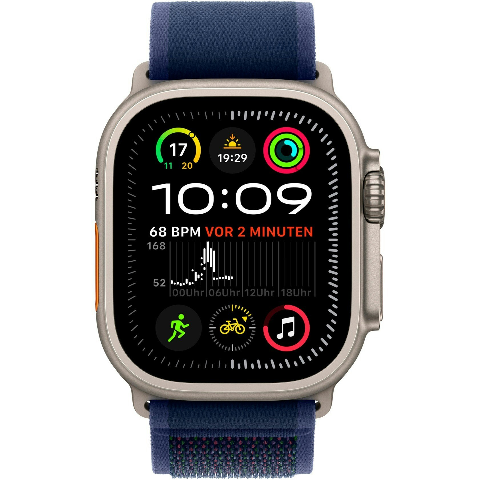 Apple Watch Ultra 2, Smartwatch (grey, 49 mm, Trail Loop blue S/M, titanium case, cellular)