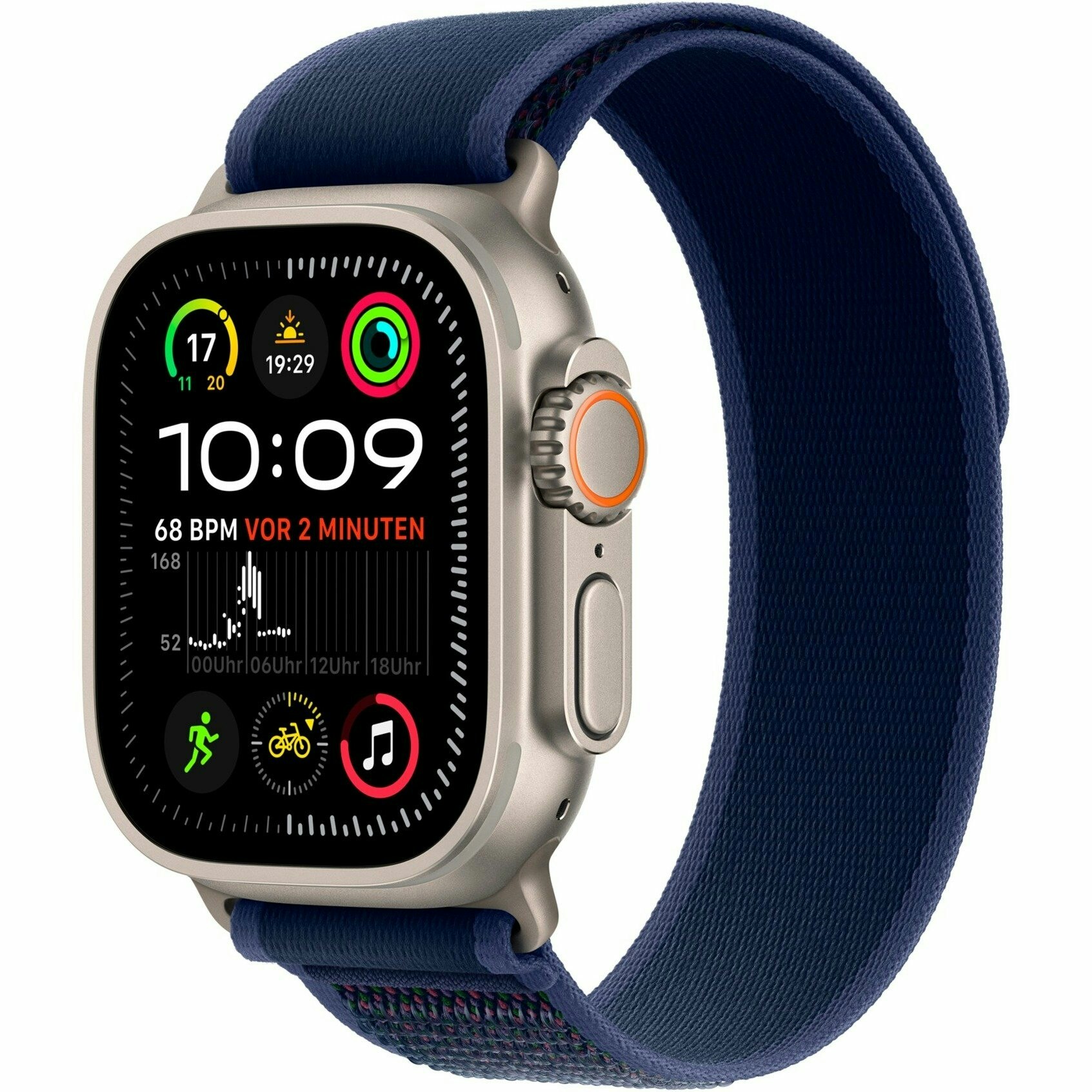 Apple Watch Ultra 2, Smartwatch (grey, 49 mm, Trail Loop blue S/M, titanium case, cellular)