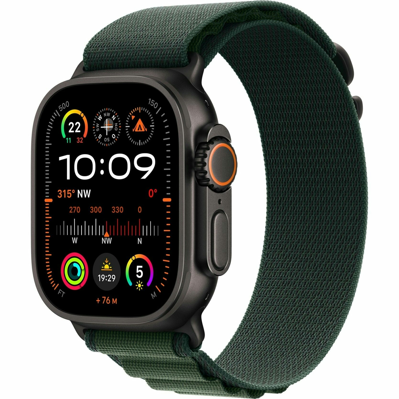 Apple Watch Ultra 2, Smartwatch (black, 49 mm, Alpine Loop dark green, titanium case, cellular)