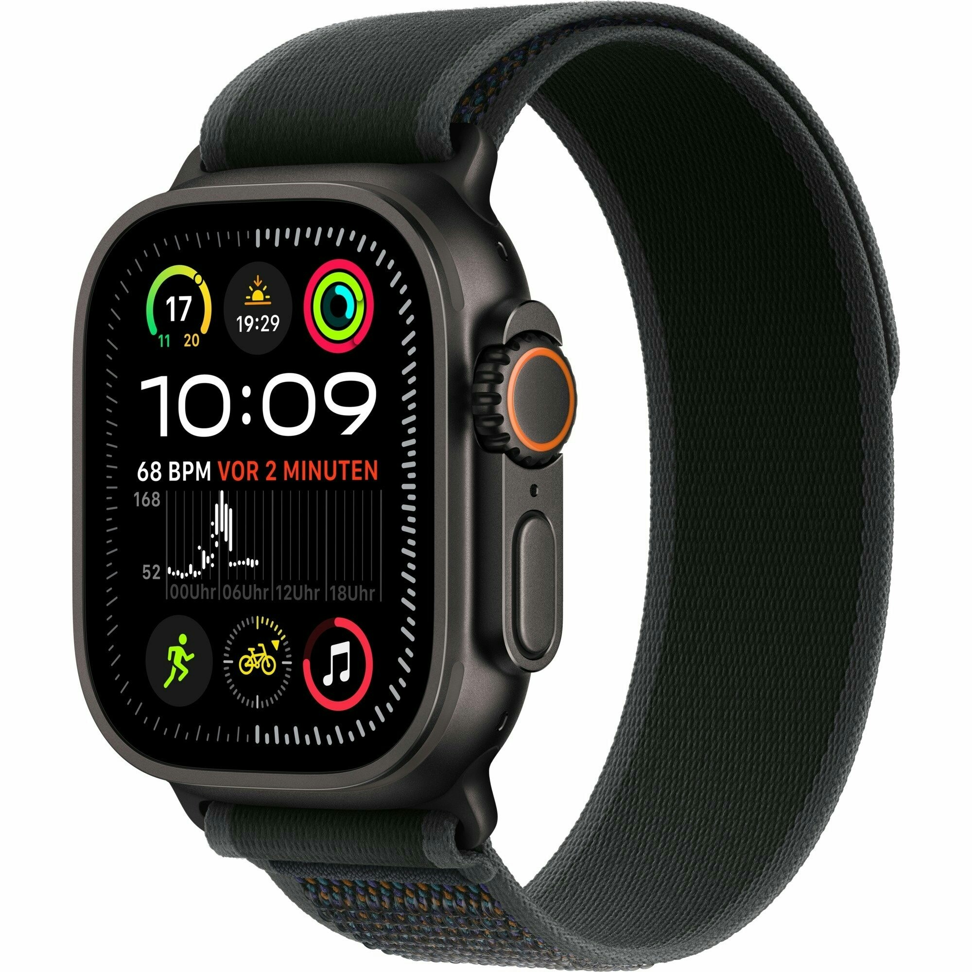 Apple Watch Ultra 2, Smartwatch (black, 49 mm, Trail Loop black M/L, titanium case, cellular)