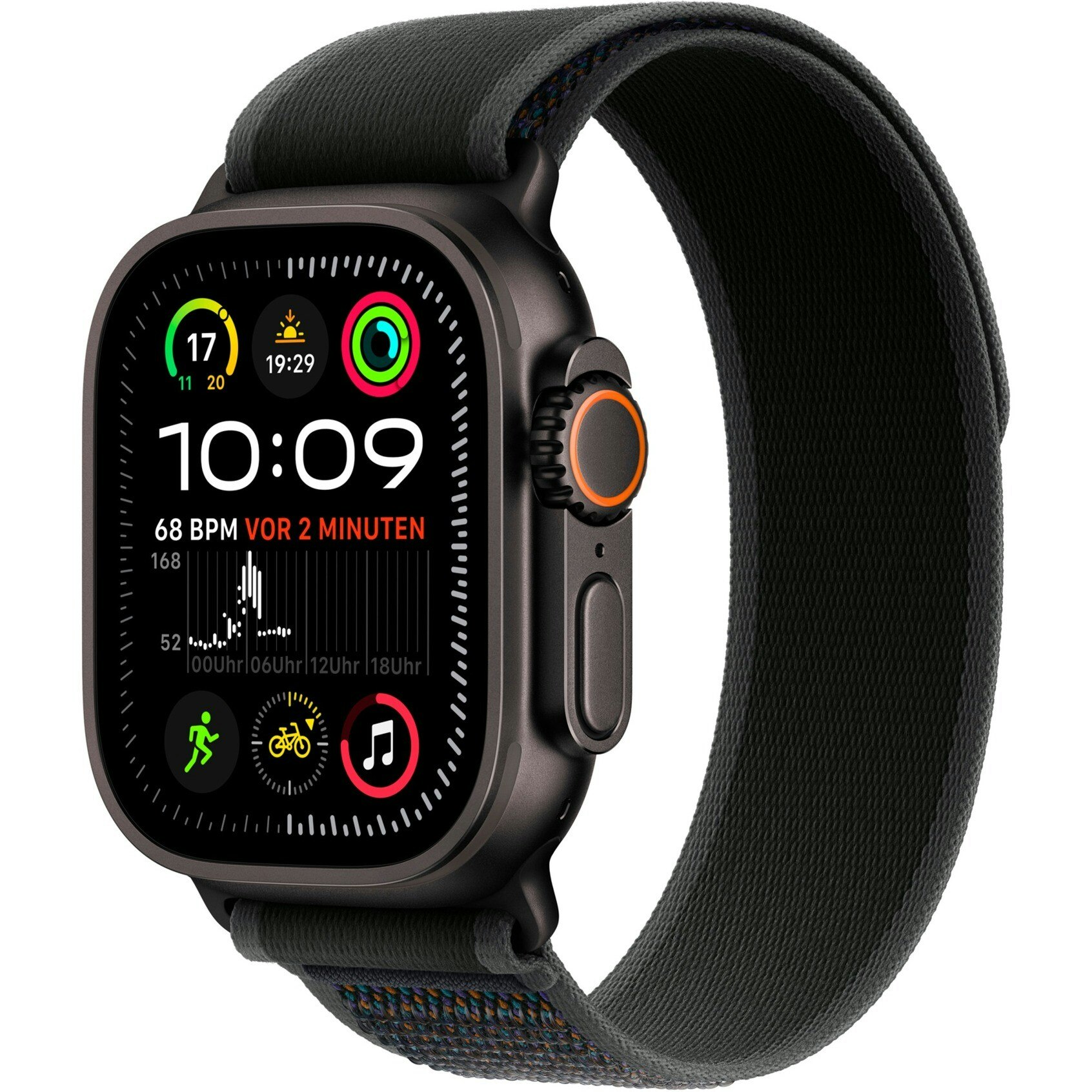 Apple Watch Ultra 2, Smartwatch (black, 49 mm, Trail Loop black S/M, titanium case, cellular)