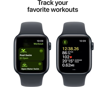 Apple Watch SE (2023), Smartwatch (silver/blue, 40 mm, sports strap, aluminum)