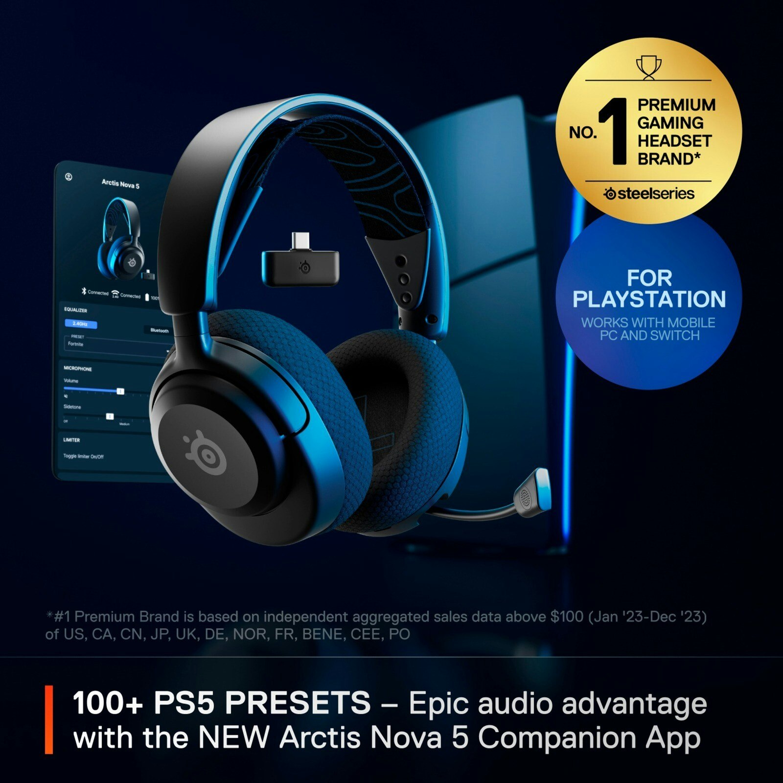 Steelseries Arctis Nova 5P trådlöst gamingheadset Svart