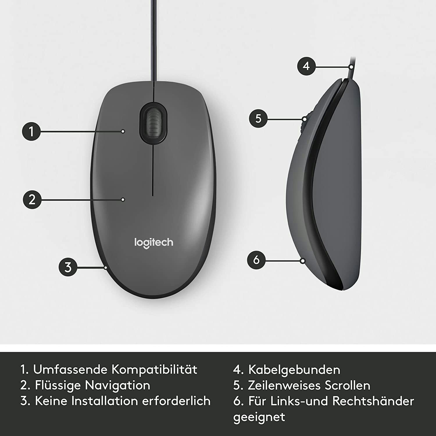Logitech M100 Trådbunden Mus Svart