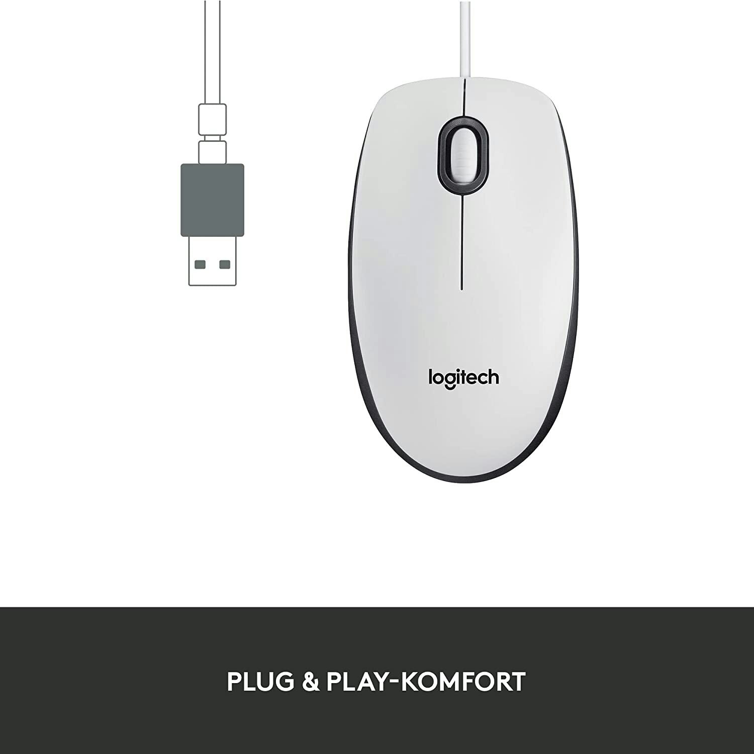 Logitech M100 Trådbunden Mus Vit