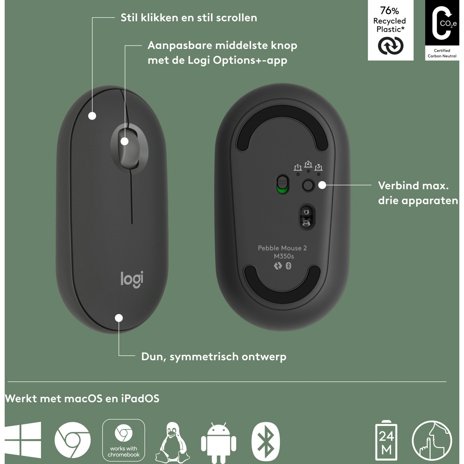 Logitech Pebble Mouse 2 M350s mouse Grafit