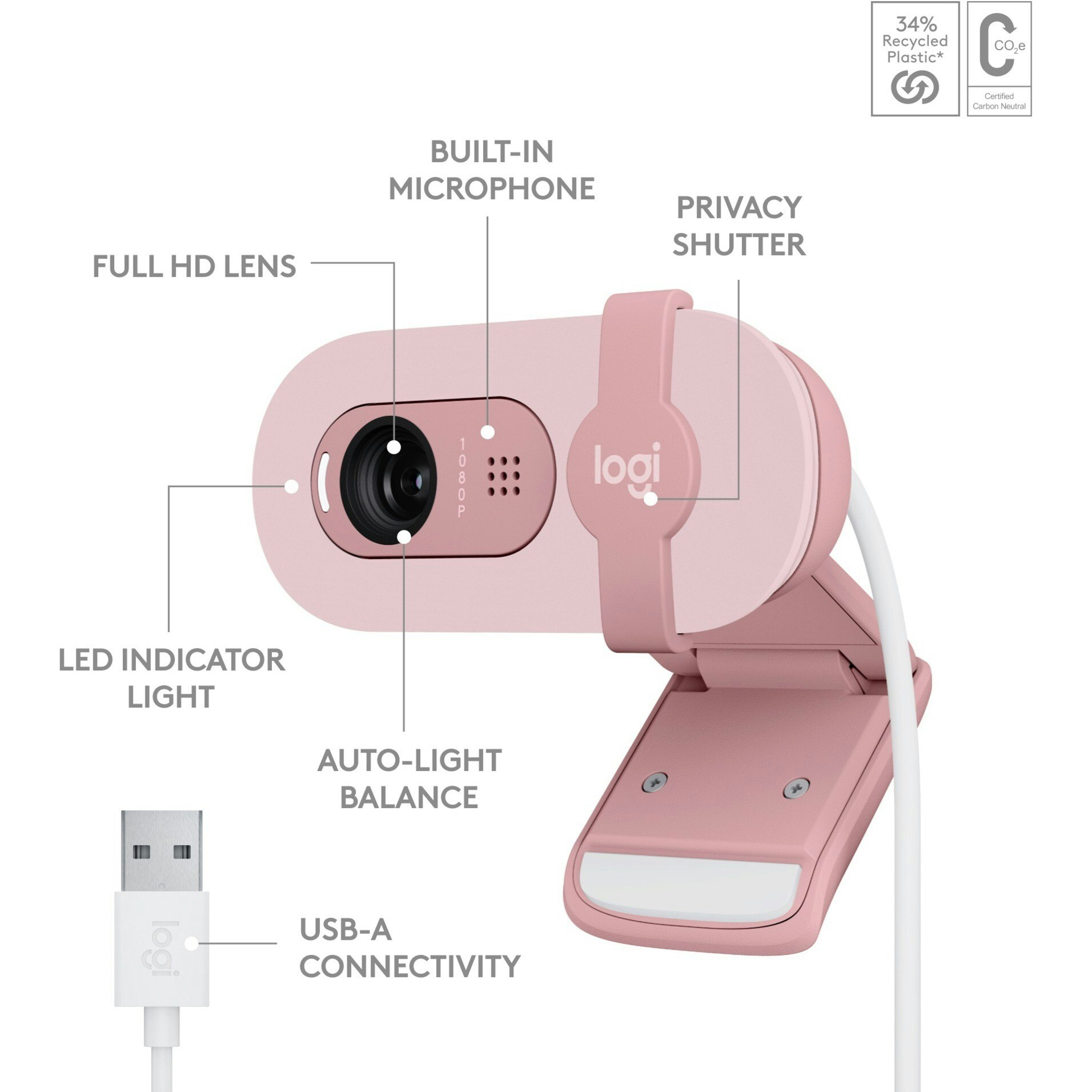 Logitech BRIO 100 Rosa