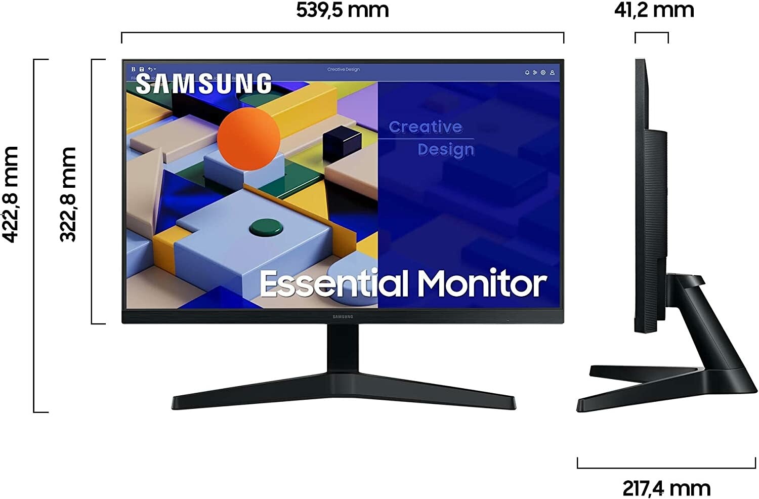Samsung Essential S24C314EAU, LED monitor (61 cm (24 inches), black, FullHD, 75 Hz, AMD Free-Sync)