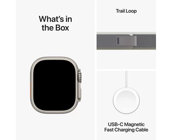 Apple Watch Ultra 2 GPS + Cellular 49mm Titanium Case with Green/Grey Trail Loop