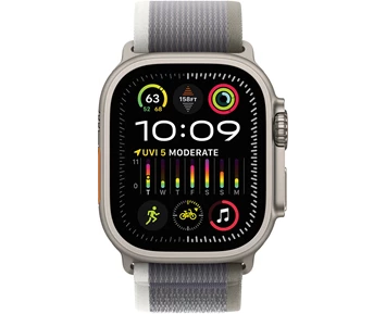 Apple Watch Ultra 2 GPS + Cellular 49mm Titanium Case with Green/Grey Trail Loop
