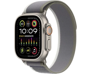 Apple Watch Ultra 2 GPS + Cellular 49mm Titanium Case with Green/Grey Trail Loop