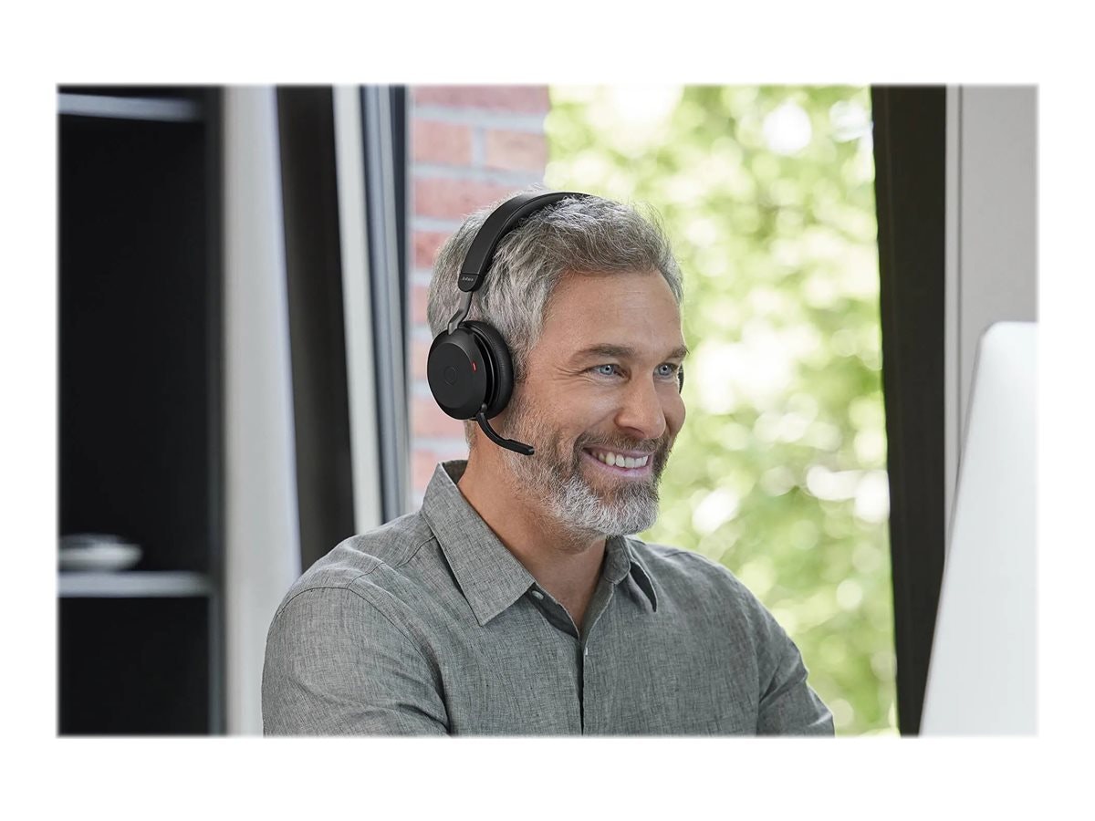 Jabra Evolve2 75 MS Stereo trådlöst headset med stativ Svart