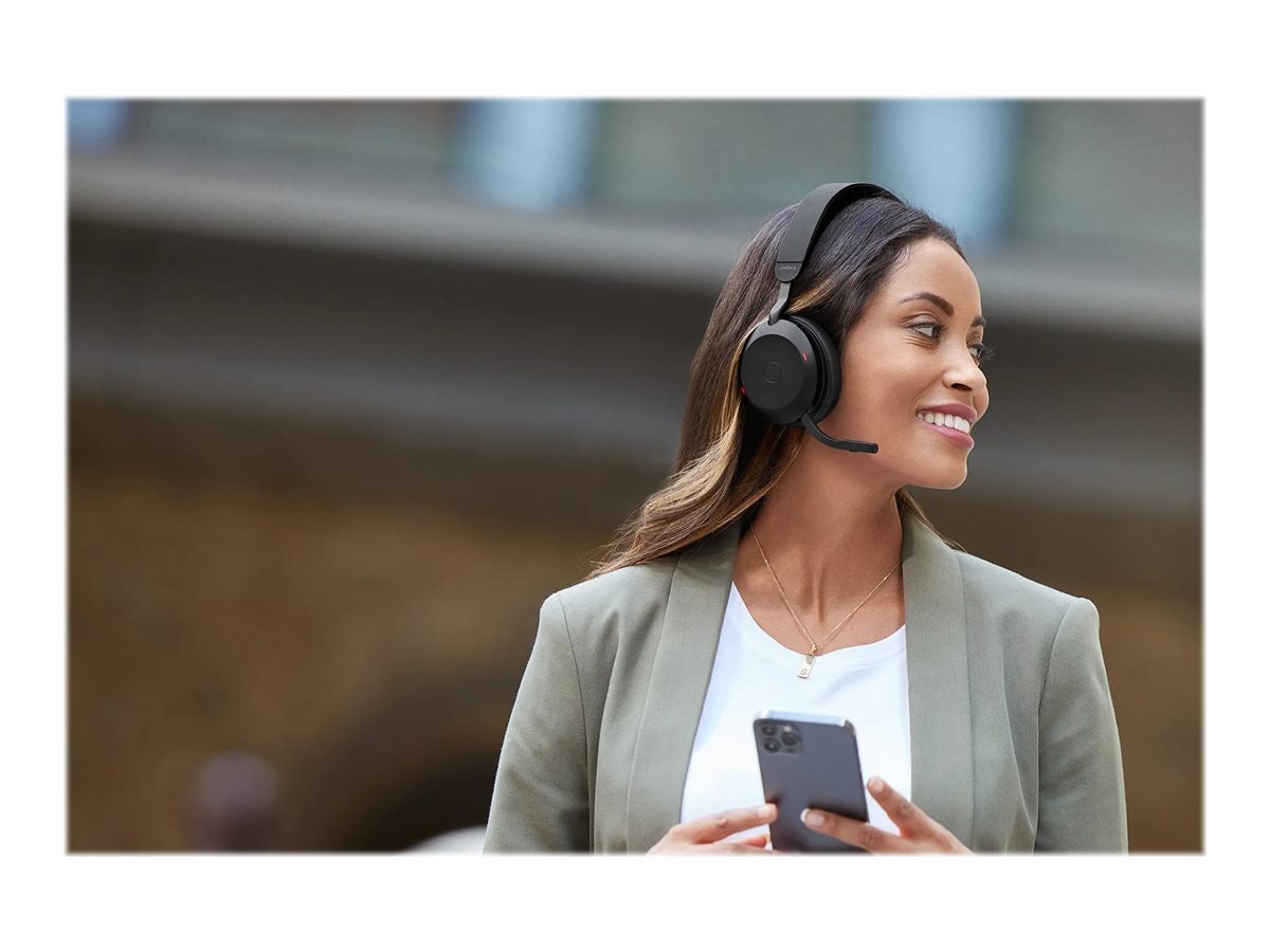 Jabra Evolve2 75 MS Stereo trådlöst headset med stativ Svart