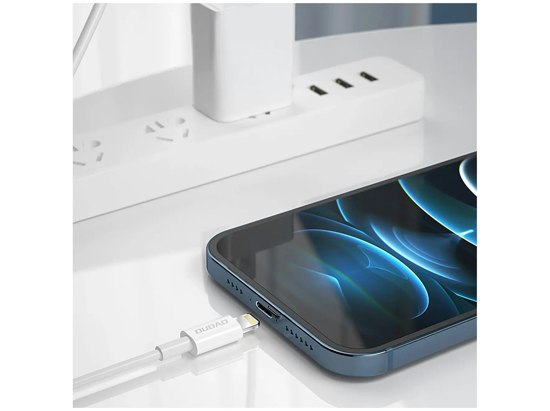 Dudao USB-C till Lightning-kabel med PD 20W och snabb dataöverföring Vit