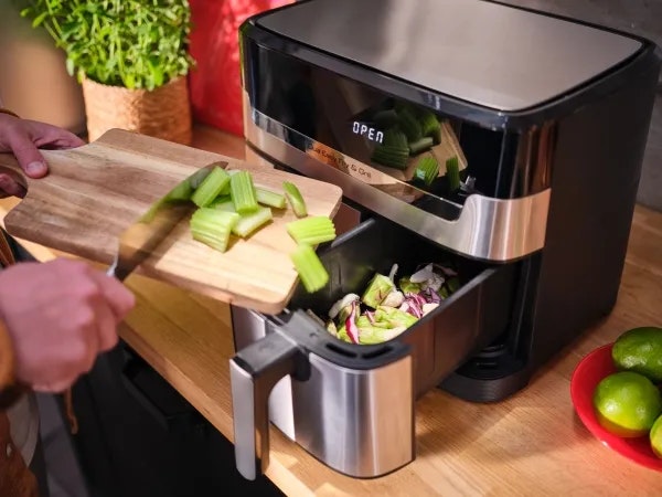 Tefal Dual Easy Fry & Grill EY905D Dubbel 8,3 L 2700 W Airfryer Rostfritt stål
