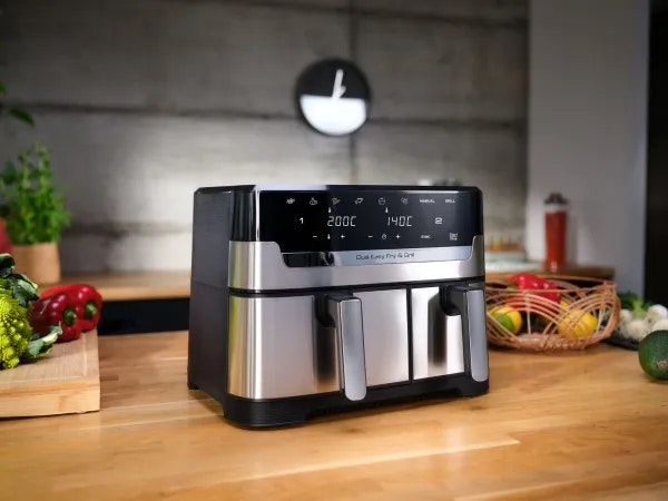 Tefal Dual Easy Fry & Grill EY905D Dubbel 8,3 L 2700 W Airfryer Rostfritt stål