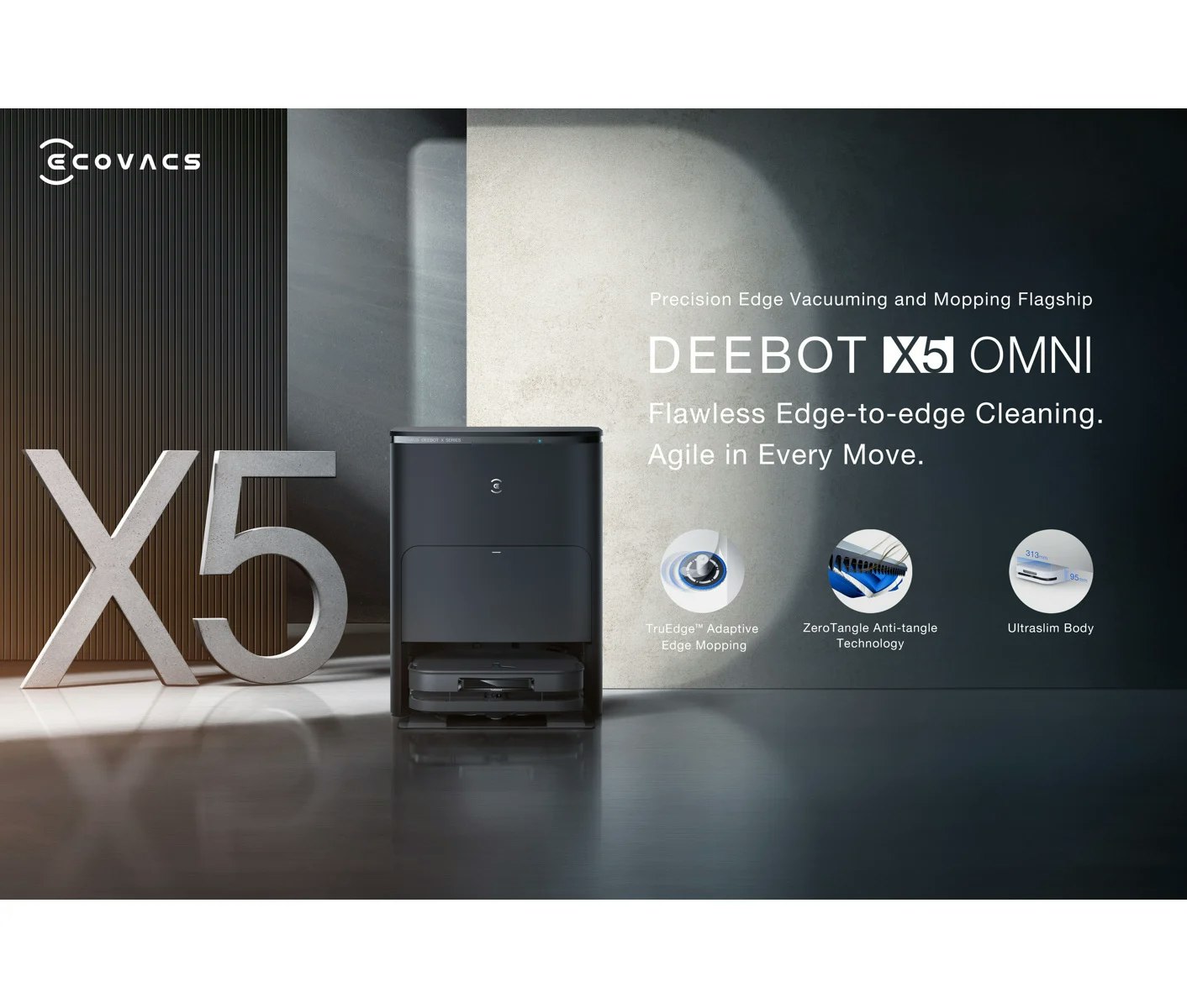 Ecovacs Deebot X5 OMNI robotdammsugare Svart