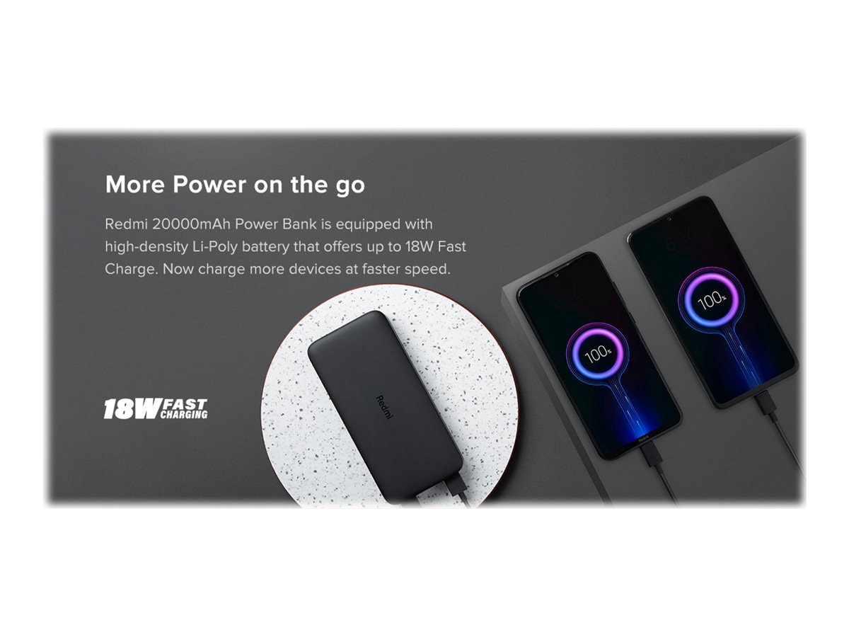 Xiaomi RedMi 18W Fast Charge Powerbank 20000 mAh Svart