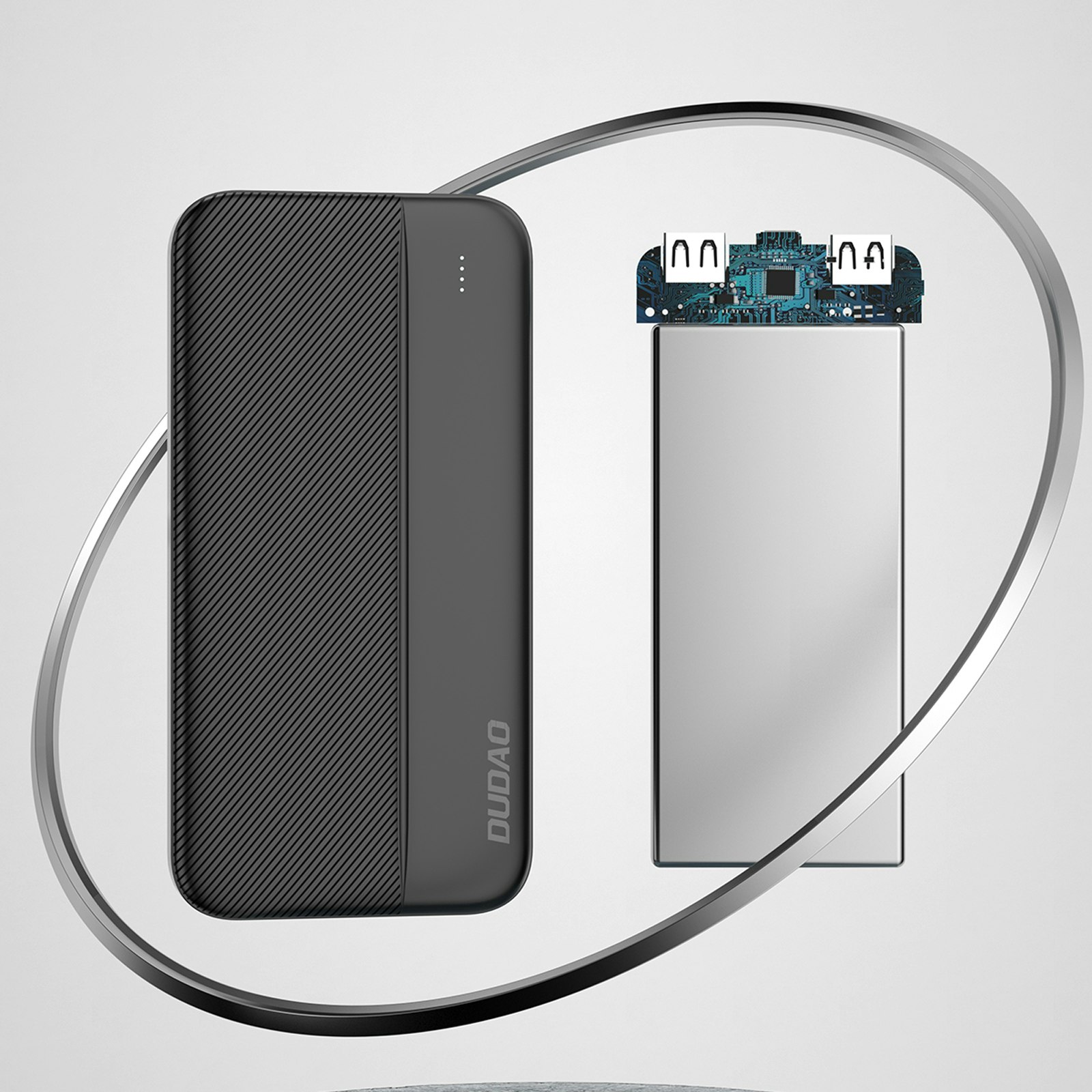 Dudao powerbank 10 000 mAh med 2x USB-A MAX 10W Svart