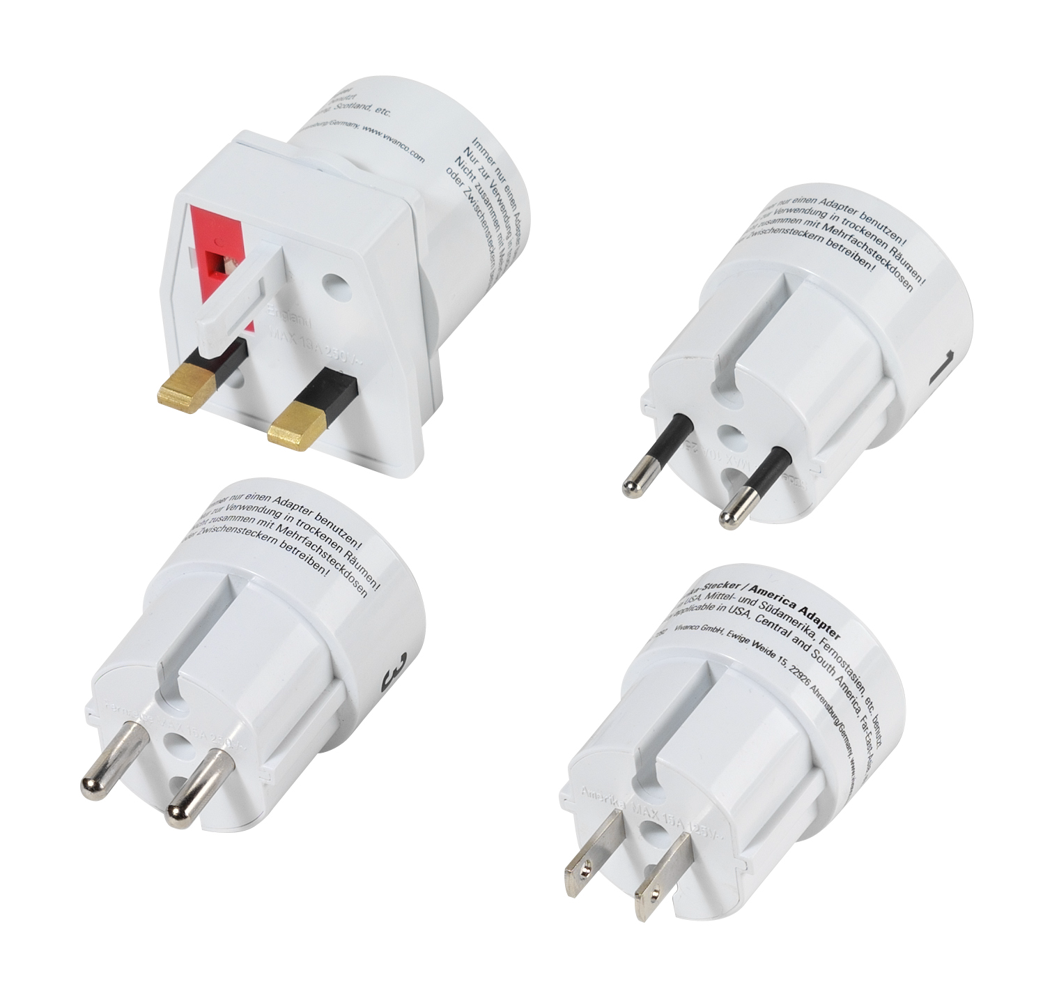 Vivanco Reseadapter Set EUROPA/USA -> Världen Vit