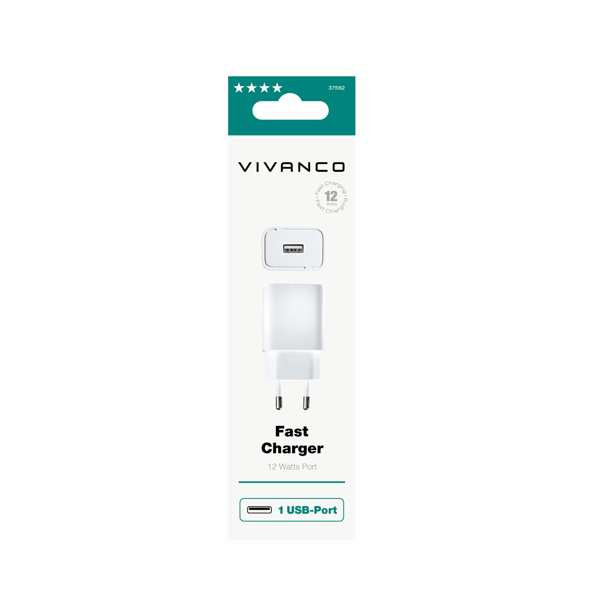 Vivanco USB Hem-/Reseladdare 1xUSB 2.4A Vit