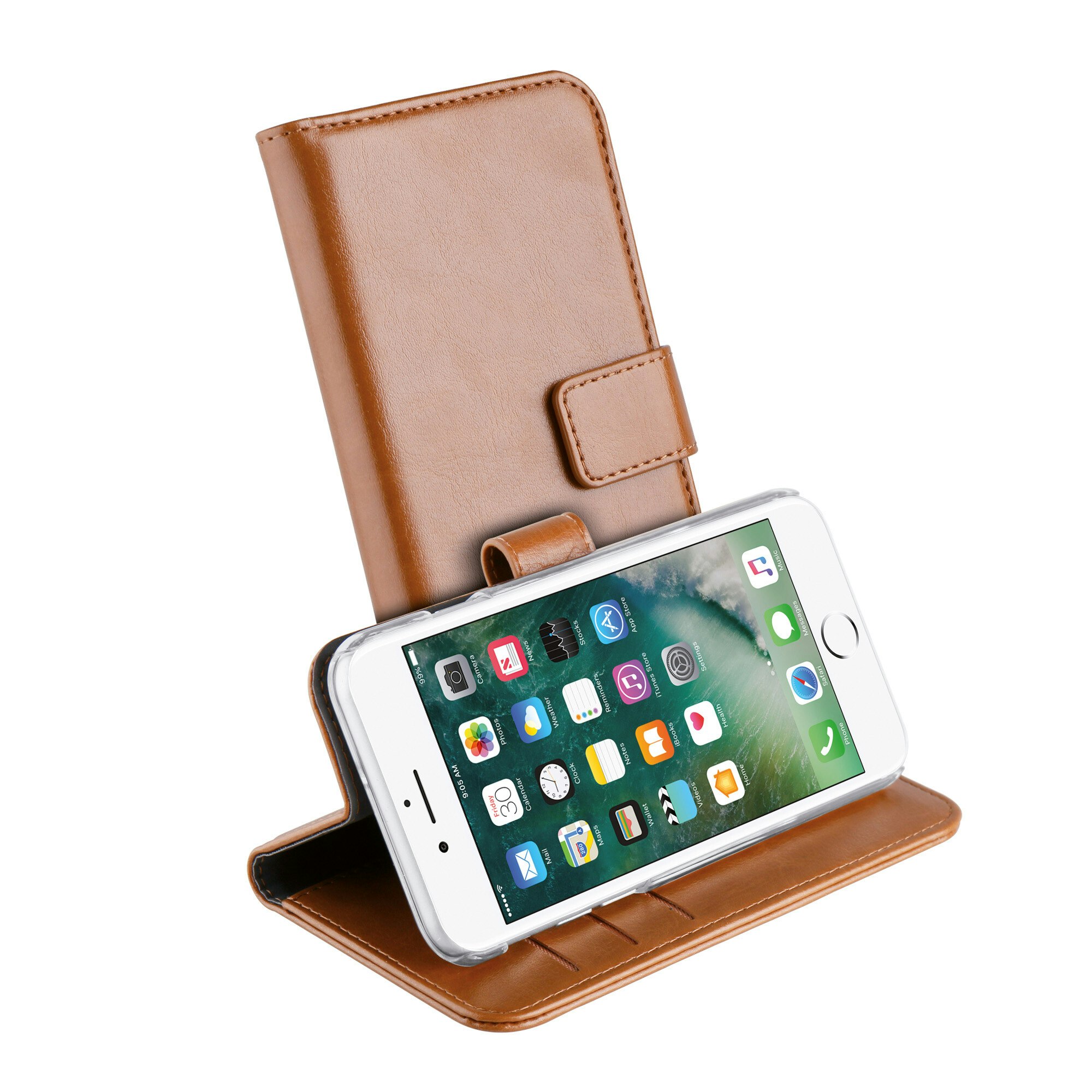 Vivanco Classic Plånboksfodral iPhone SE/8/7/6S Brun
