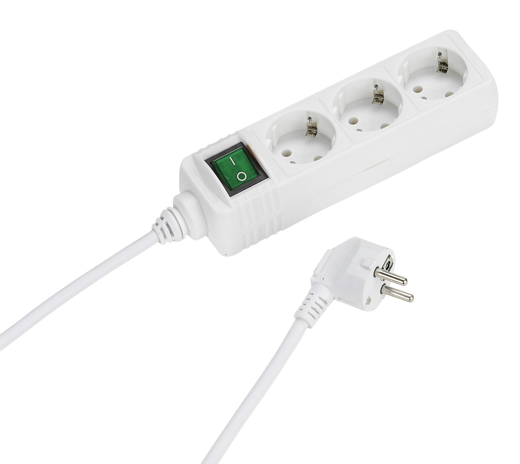 Vivanco Grenuttag 3-vägs 3m kabel och strömbrytare Vit
