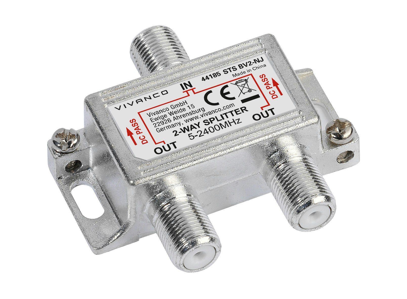 Vivanco SAT Splitter 2-vägs, fullt skärmad