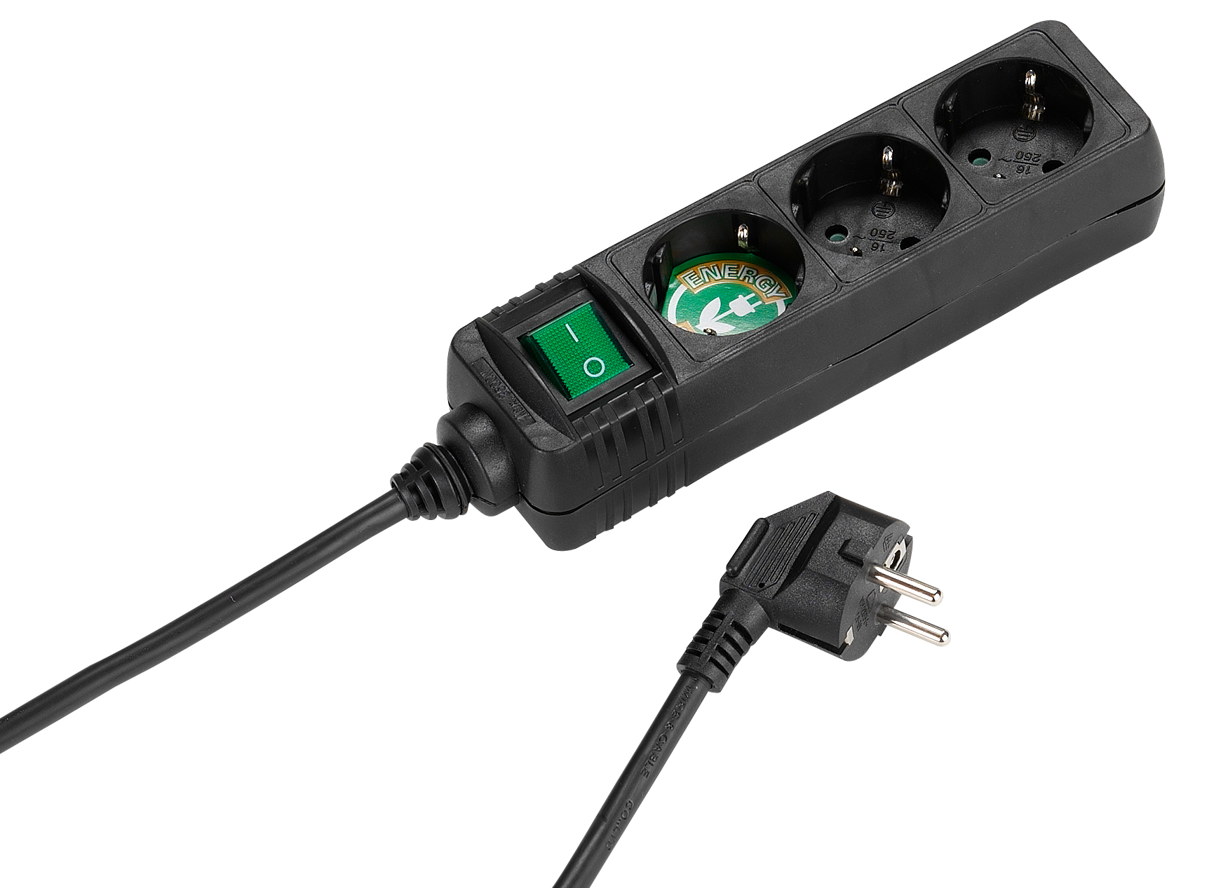 Vivanco Grenuttag 3-vägs 1.4m kabel och strömbrytare Svart