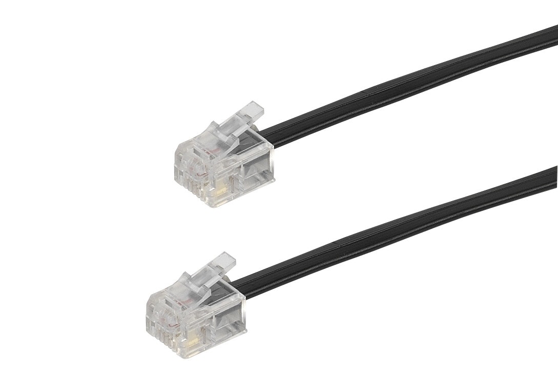 Vivanco Telefonkabel, RJ11 hane <-> RJ11 hane, 10m, svart