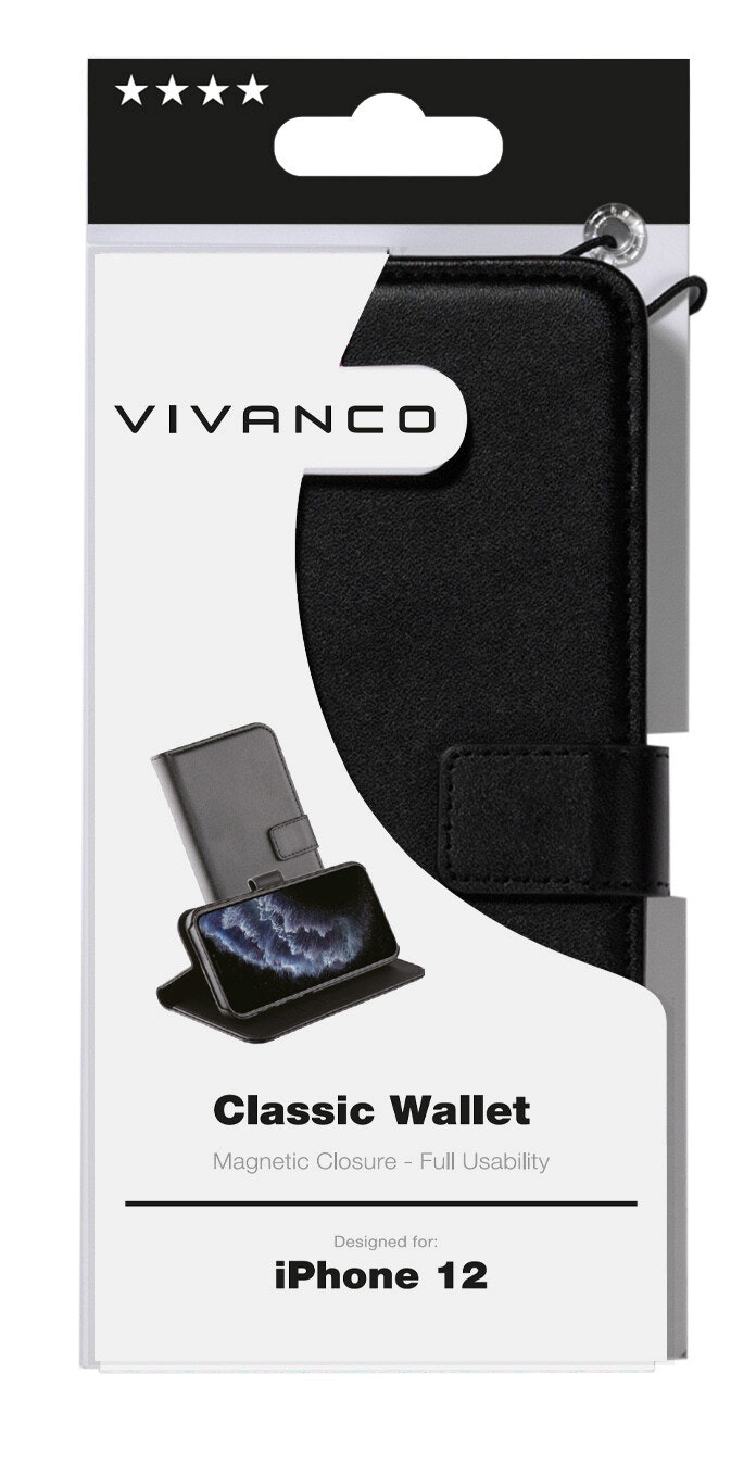 Vivanco Classic Plånboksfodral iPhone 12 mini Svart