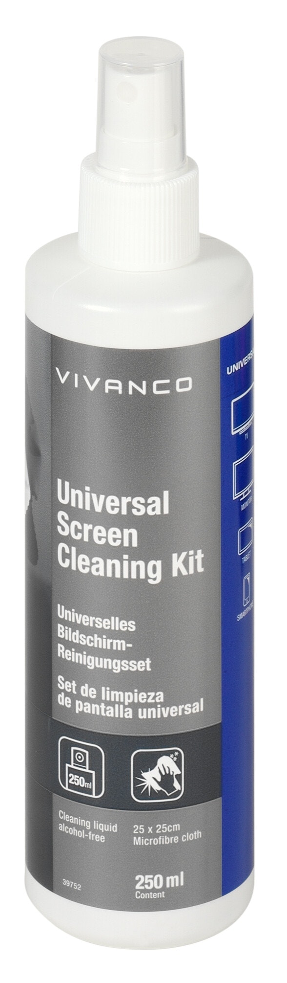 Vivanco Skärmrengöringsvätska 250ml + Mikrofiberduk
