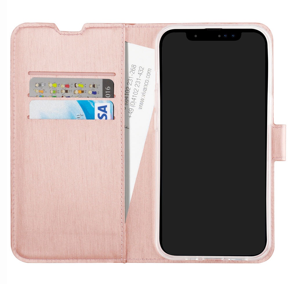 Vivanco Classic Plånboksfodral iPhone 14/13 Rosa Guld