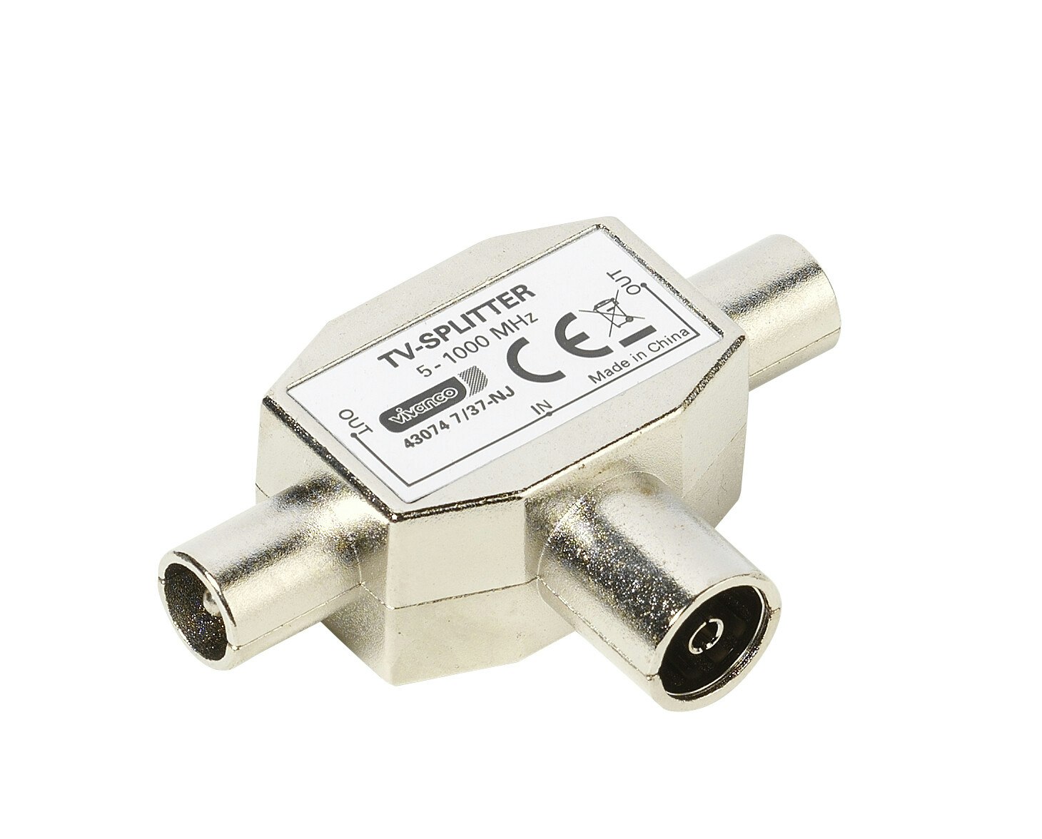 Vivanco TV-splitter, 2-vägs, Metal Skärmad