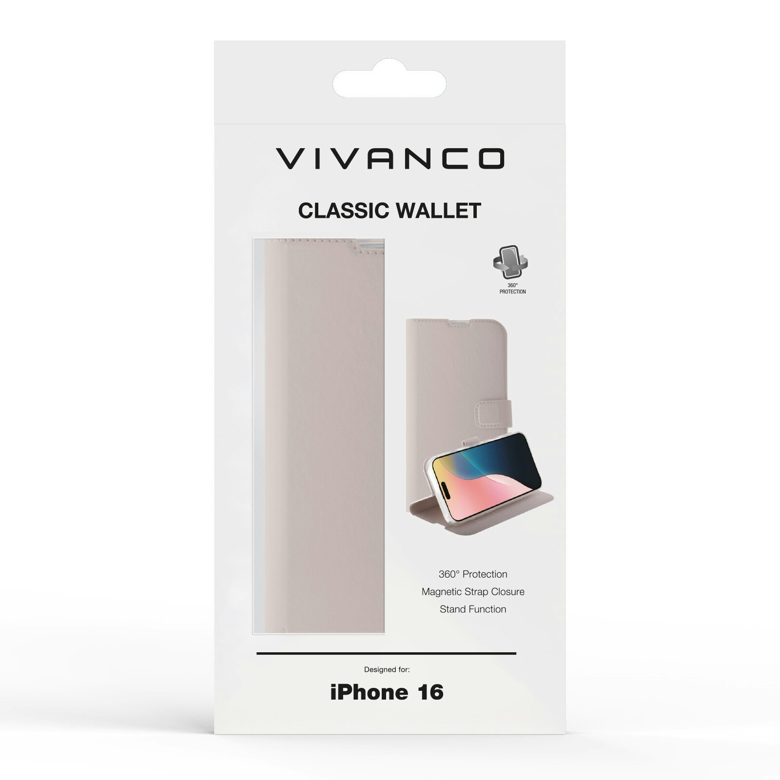 Vivanco Classic Plånboksfodral iPhone 16 Greige