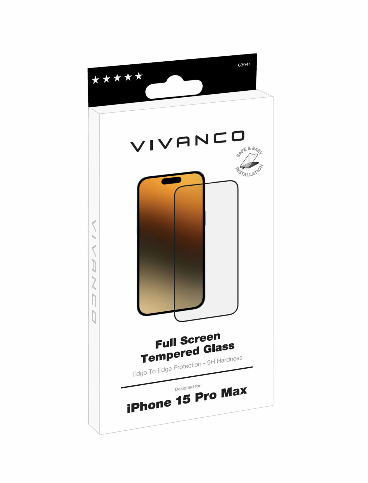 Vivanco Full Screen Skyddsglas 9H iPhone 15 Pro Max